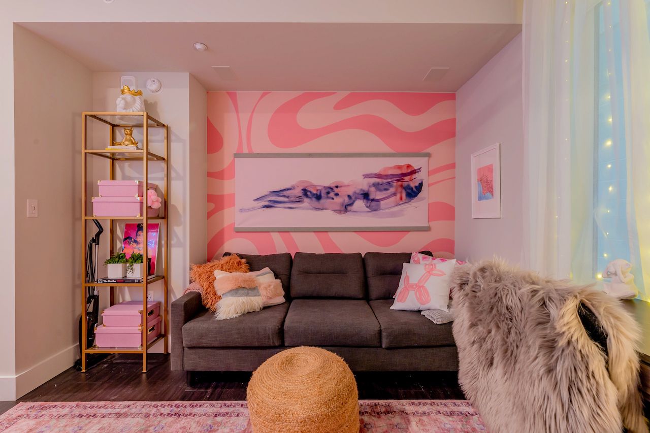 pink themed living room villas on rio apartment