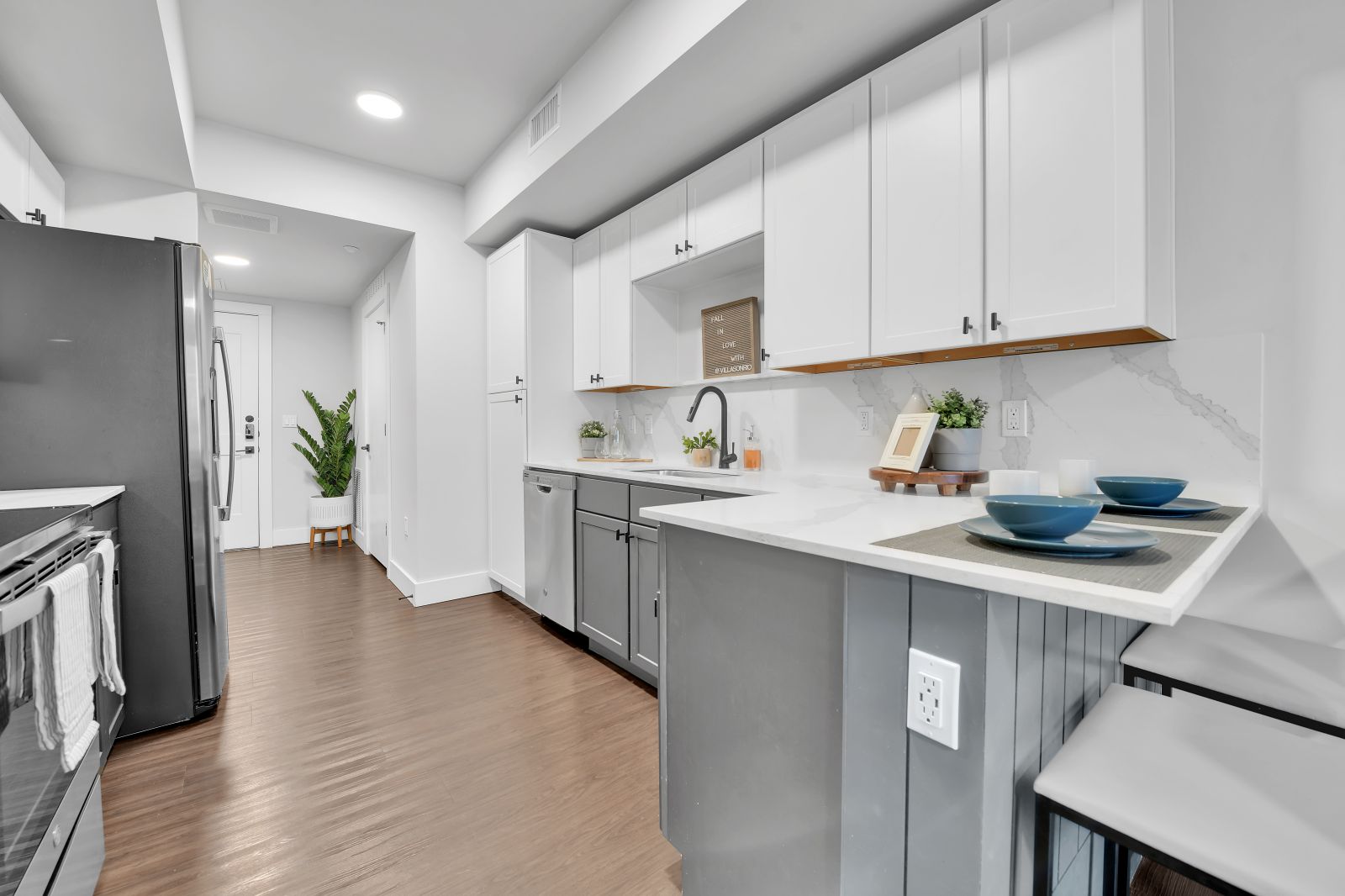 modern grey kitchen villas on rio